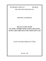 Quản lý nhà nước về nông nghiệp tỉnh luông pha bang, nước cộng hòa dân chủ nhân dân lào chuyên ngành