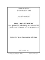 Quản lý hoạt động giáo dục cho thanh thiếu niên thông qua khóa học hè tại các cơ sở Phật giáo thành phố Hải Dương (LV thạc sĩ)