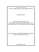 Quản lý rủi ro tín dụng tại Ngân hàng thương mại cổ phần Đầu tư và Phát triển Việt Nam  Chi nhánh tỉnh Phú Thọ (LV thạc sĩ)