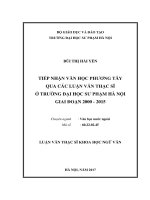 Tiếp nhận văn học phương tây qua các luận văn thạc sĩ ở trường đại học sư phạm hà nội giai đoạn 2000   2015 