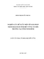 Nghiên cứu đề xuất một số giải pháp nhằm bảo đảm tính bền vững về môi trường tại tỉnh ninh bình  