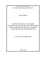 Đánh giá tác động của quá trình chuyển đổi mục đích sử dụng đất nông nghiệp tới chất lượng cuộc sống của người dân tại huyện mê linh, thành phố hà nội 