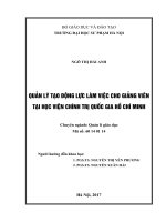 Quản lí tạo đông lực làm việc cho giảng viên tại Học viện Chính trị quốc gia Hồ Chí Minh