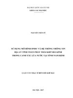 Sử dụng mô hình DNDC và hệ thống thông tin địa lý tính toán phát thải khí nhà kính trong canh tác lúa nước tại tỉnh nam định 
