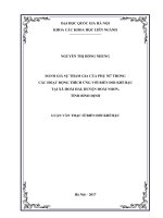 Đánh giá sự tham gia của phụ nữ trong các hoạt động thích ứng với biến đổi khí hậu tại xã hoài hải, huyện hoài nhơn, tỉnh bình định 