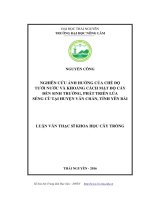 Nghiên cứu ảnh hưởng của chế độ tưới nước và khoảng cách mật độ cấy đến sinh trưởng, phát triển lúa Séng Cù tại huyện Văn Chấn, tỉnh Yên Bái (LV thạc sĩ)