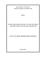 Tổ chức hoạt động giáo dục văn hóa cộng đồng cho thiếu niên huyện Sơn Hòa, tỉnh Phú Yên