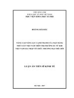 Nâng cao năng lực cạnh tranh của một mặt hàng thủy sản Việt Nam trên thị trường EU từ khi Việt Nam gia nhập tổ chức Thương mại Thế giới (LA tiến sĩ)