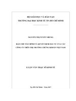Hạn chế tài chính và quyết định đầu tư của các công ty trên thị trường chứng khoán việt nam 