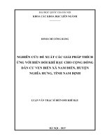 Nghiên cứu đề xuất các giải pháp thích ứng với biến đổi khí hậu cho cộng đồng dân cư ven biển xã nam điền, huyện nghĩa hưng, tỉnh nam định 
