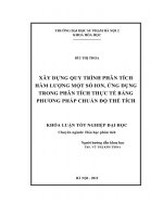 Khoá luận tốt nghiệp hoá phân tích: Phân tích hàm lượng một số ion, ứng dụng trong phân tích thực tế bằng phương pháp chuẩn độ thể tích