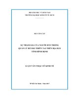 Sự tham gia của người dân trong quản lý rủi ro thiên tai trên địa bàn tỉnh bình định 