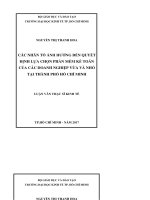Các nhân tố ảnh hưởng đến quyết định lựa chọn phần mềm kế toán của các doanh nghiệp vừa và nhỏ tại thành phố hồ chí minh 