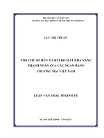 Vốn chủ sở hữu và rủi ro mất khả năng thanh toán của các ngân hàng thương mại việt nam 
