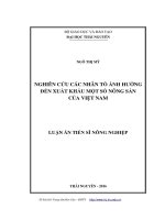 Nghiên cứu các nhân tố ảnh hưởng đến xuất khẩu một số nông sản của Việt Nam (LA tiến sĩ)