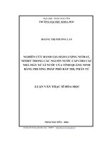 Nghiên cứu đánh giá hàm lượng nitrat, nitrit trong các nguồn nước cấp cho các nhà máy xử lý nước của tỉnh Quảng Ninh bằng phương pháp phổ hấp thụ phân tử. (LV thạc sĩ)