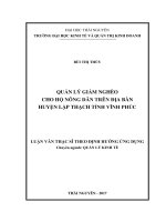Quản lý giảm nghèo cho hộ nông dân trên địa bàn huyện lập thạch, tỉnh vĩnh phúc 