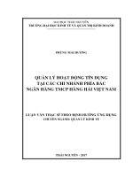 Quản lý hoạt động tín dụng tại các chi nhánh phía bắc ngân hàng TMCP hàng hải việt nam 