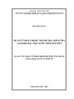 Quản lý hoạt động thanh tra, kiểm tra tại kho bạc nhà nước thái nguyên 