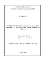 NGHIÊN cứu THÀNH PHẦN hóa học và HOẠT TÍNH SINH học của một số LOÀI hải MIÊN ở MIỀN TRUNG VIỆT NAM 