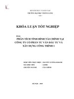 Phân tích tình hình tài chính tại công ty cổ phần tư vấn đầu tư và xây dựng công trình 1 (LV tốt nghiệp)