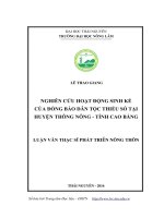 Nghiên cứu hoạt động sinh kế của đồng bào dân tộc thiểu số tại huyện Thông Nông  tỉnh Cao Bằng (LV thạc sĩ)