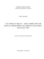 Các định lý hội tụ  thác triển đối với ánh xạ chỉnh hình vào không gian phức Zalcman yếu (LV thạc sĩ)
