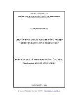 Chuyển dịch cơ cấu kinh tế nông nghiệp tại huyện Đại Từ, tỉnh Thái Nguyên (LV thạc sĩ)