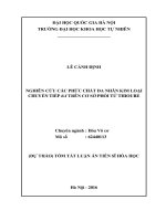 NGHIÊN cứu các PHỨC CHẤT đa NHÂN KIM LOẠI CHUYỂN TIẾP d f TRÊN cơ sở PHỐI tử THIOURE 