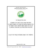 Nghiên cứu khả năng sinh trưởng phát triển của một số giống khoai tây có triển vọng trong điều kiện sản xuất vụ Đông năm 2015 tại tỉnh Thái nguyên (LV thạc sĩ)