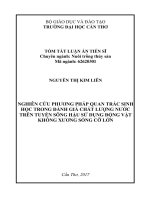 Nghiên cứu phương pháp quan trắc sinh học trong đánh giá chất lượng nước trên tuyến sông hậu sử dụng động vật không xương sống cỡ lớn (tt) 