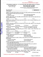 Đề thi môn Sinh Học THPT Quốc Gia 2017