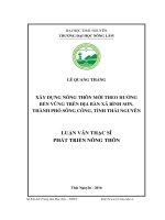 Xây dựng nông thôn mới theo hướng bền vững trên địa bàn xã Bình Sơn, thành phố Sông Công, tỉnh Thái Nguyên (LV thạc sĩ)