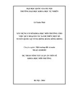 XÂY DỰNG cơ sở KHOA học môi TRƯỜNG CHO VIỆC QUY HOẠCH cây XANH TRÊN một số TUYẾN QUỐC lộ VÙNG ĐỒNG BẰNG SÔNG HỒNG 