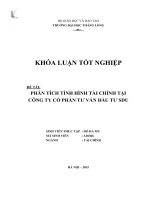 Phân tích tình hình tài chính tại công ty cổ phần tư vấn đầu tư Sdu (LV tốt nghiệp)