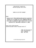 Khảo sát tình hình đề kháng kháng sinh của vi khuẩn gây nhiễm trùng vết mổ tại bệnh viện nhân dân 115 từ tháng 10   2014 đến tháng 4   2019 