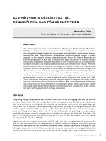 BẢO TỒN TRONG BỐI CẢNH XÃ HỘI ĐÁNH ĐỔI GIỮA BẢO TỒN VÀ PHÁT TRIỂN