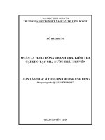 Quản lý hoạt động thanh tra, kiểm tra tại Kho bạc Nhà nước Thái Nguyên (LV thạc sĩ)