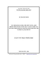 Xác định hàm lượng chì, thủy ngân, asen trong một số mẫu nước mặt và đất ở khu vực Mỏ than Khe sim bằng phương pháp phổ hấp thụ và phát xạ nguyên tử (LV thạc sĩ)