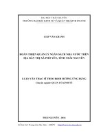 Hoàn thiện quản lý ngân sách Nhà nước trên địa bàn thị xã Phổ Yên, tỉnh Thái Nguyên (LV thạc sĩ)