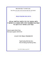 Những nhân tố tác động đến ý định của sinh viên tốt nghiệp đại học về quê tây ninh làm việc