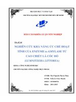 Nghiên cứu khả năng ức chế hoạt tính của enzyme α  amylase từ cao chiết lá cóc đỏ (lumnitzera littorea) 