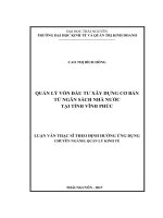Quản lý vốn đầu tư xây dựng cơ bản từ ngân sách nhà nước tại Tỉnh Vĩnh Phúc (LV thạc sĩ)
