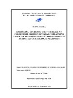 Enhancing students writing skill at college of foreign economic relations through blended learning with feedback activitives on facebook platform  a thesis submitted in partial fulfillment  