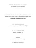 An investigation into the effect of content and language intergated learning on EFL learners writing motivation and writing performance at yola  a thesis submitted in partial fulfillment of  