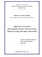 THIẾT kế và sử DỤNG THÍ NGHIỆM gắn kết với CUỘC SỐNG TRONG dạy học HOÁ học lớp 10 THPT