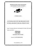 An investigation into the implementation of peer assessment for oral presentation  