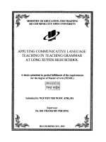 Applying communicative language teaching in teaching grammar at long xuyen high school  