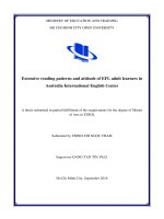 Extensive reading patterns and attitude of EFL adult learners in australia international english center  a thesis submitted in partial fulfillment of the requirements for the degree of maste 
