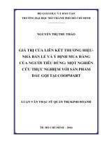 Giá trị của liên kết thương hiệu   nhà bán lẻ và ý định mua hàng của người tiêu dùng   một nghiên cứu thực nghiệm với sản phẩm dầu gội tại coopmart 